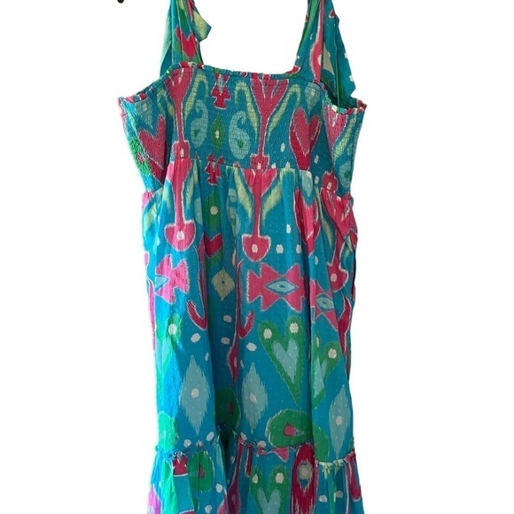 Crown & Ivy Smocked & Tiered Tank Ocean Plus Size Dress - Picture 2 of 6